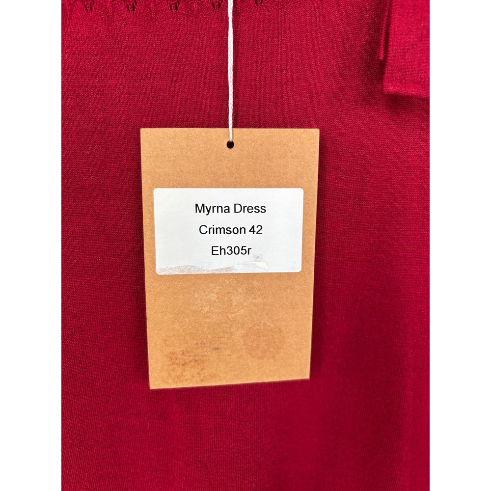 Effie's Heart Myrna Dress Crimson Red Pointelle Knit Ruffle Hem EH305r L/XL NEW - Picture 7 of 11